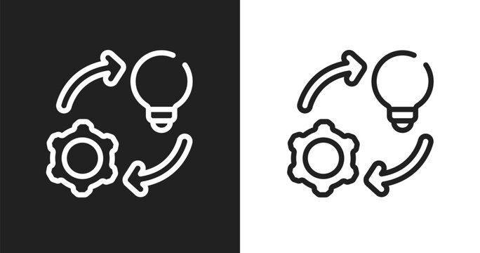 Implementation icon. Linear black, white icon from general collection. Outline implementation vector. Thin line symbol isolated on white and black background