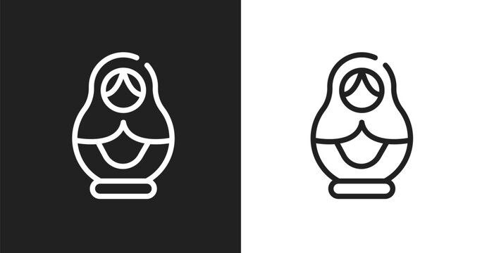 Matryoshka icon. Linear black, white icon from general collection. Outline matryoshka vector. Thin line symbol isolated on white and black background