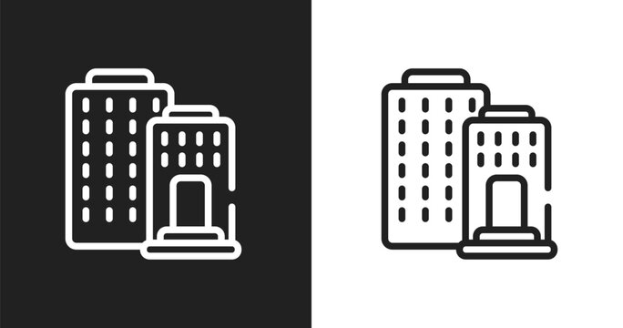Federal bank icon. Linear black, white icon from business and finance collection. Outline federal bank vector. Thin line symbol isolated on white and black background