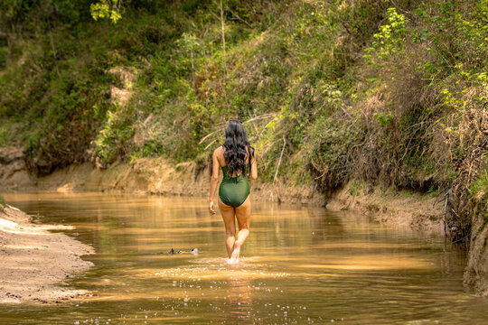 woman in the water in a bikini