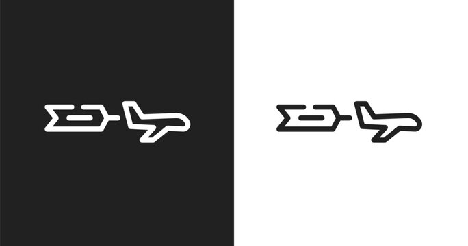 Aerial advertising icon. Linear black, white icon from advertisement collection. Outline aerial advertising vector. Thin line symbol isolated on white and black background