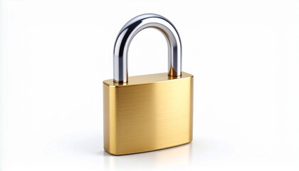 Fototapeta premium Blue security padlock icon on white