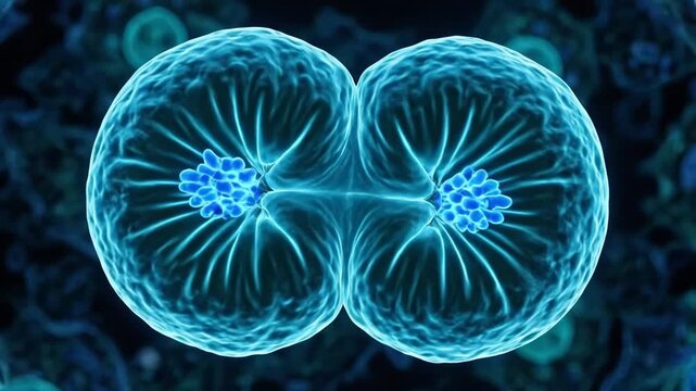 Microscopic view of cell division and mitosis in a biological context