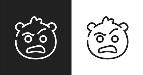 Naklejka premium Sceptic emoji icon. Linear black, white icon from emoji collection. Outline sceptic emoji vector. Thin line symbol isolated on white and black background