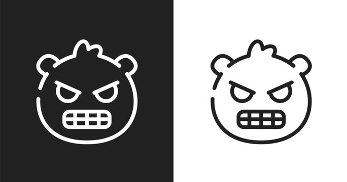 Nervous emoji icon. Linear black, white icon from emoji collection. Outline nervous emoji vector. Thin line symbol isolated on white and black background