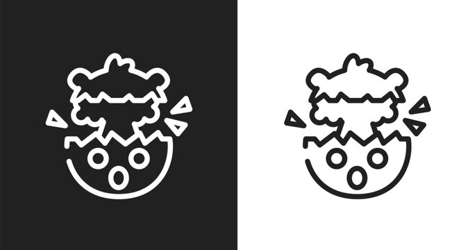 Exploding head emoji icon. Linear black, white icon from emoji collection. Outline exploding head emoji vector. Thin line symbol isolated on white and black background