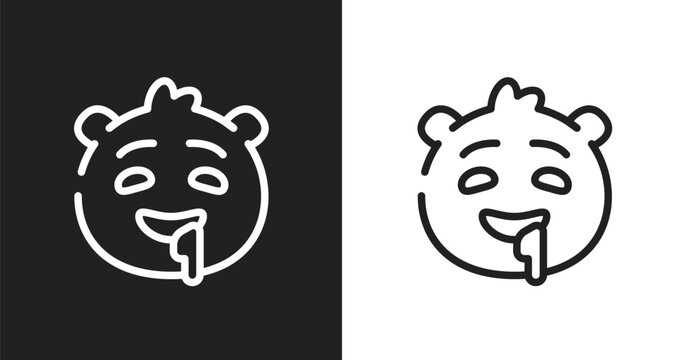 Drool emoji icon. Linear black, white icon from emoji collection. Outline drool emoji vector. Thin line symbol isolated on white and black background