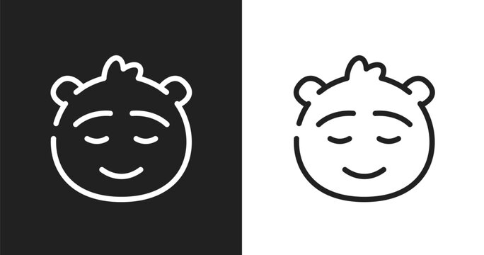Calm emoji icon. Linear black, white icon from emoji collection. Outline calm emoji vector. Thin line symbol isolated on white and black background