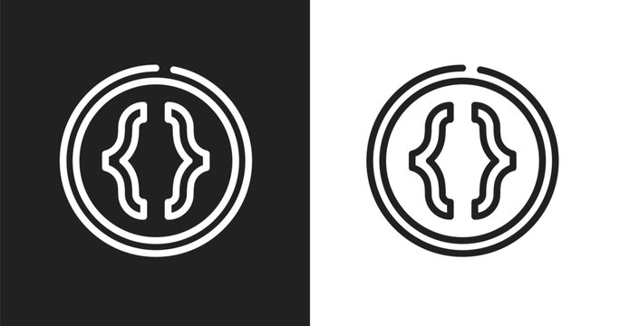 Parentheses icon. Linear black, white icon from math symbols collection. Outline parentheses vector. Thin line symbol isolated on white and black background