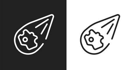 Meteor icon. Linear black, white icon from science collection. Outline meteor vector. Thin line symbol isolated on white and black background © VectorStockDesign