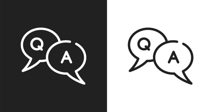 Qa icon. Linear black, white icon from learning collection. Outline qa vector. Thin line symbol isolated on white and black background