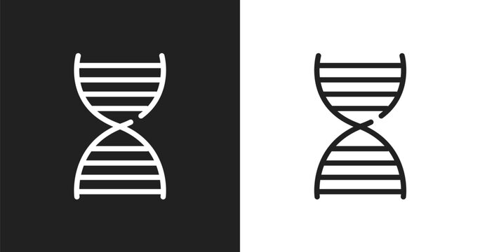 Dna structure icon. Linear black, white icon from back to school collection. Outline dna structure vector. Thin line symbol isolated on white and black background