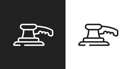 Sanding machine icon. Linear black, white icon from building collection. Outline sanding machine vector. Thin line symbol isolated on white and black background © VectorStockDesign