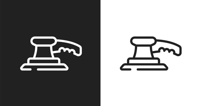 Sanding machine icon. Linear black, white icon from building collection. Outline sanding machine vector. Thin line symbol isolated on white and black background