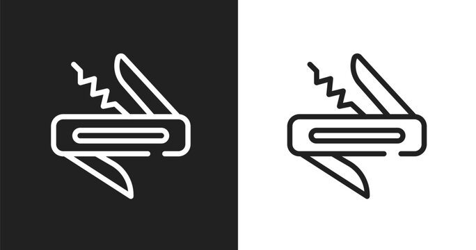 Jackknife icon. Linear black, white icon from construction elements collection. Outline jackknife vector. Thin line symbol isolated on white and black background