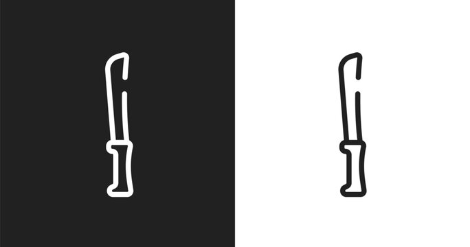 Bread knife icon. Linear black, white icon from cutting tool collection. Outline bread knife vector. Thin line symbol isolated on white and black background