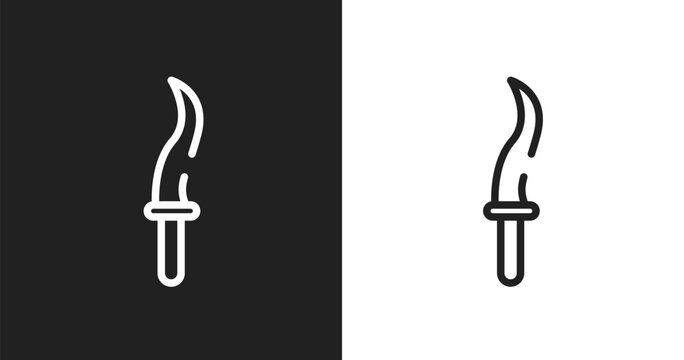 Kirpan icon. Linear black, white icon from cutting tool collection. Outline kirpan vector. Thin line symbol isolated on white and black background