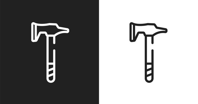 Battle axe icon. Linear black, white icon from cutting tool collection. Outline battle axe vector. Thin line symbol isolated on white and black background