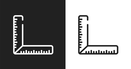 Fototapeta premium Corner ruler icon. Linear black, white icon from tools and machinery collection. Outline corner ruler vector. Thin line symbol isolated on white and black background