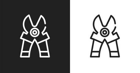 Mower scissor icon. Linear black, white icon from do it yourself collection. Outline mower scissor vector. Thin line symbol isolated on white and black background
