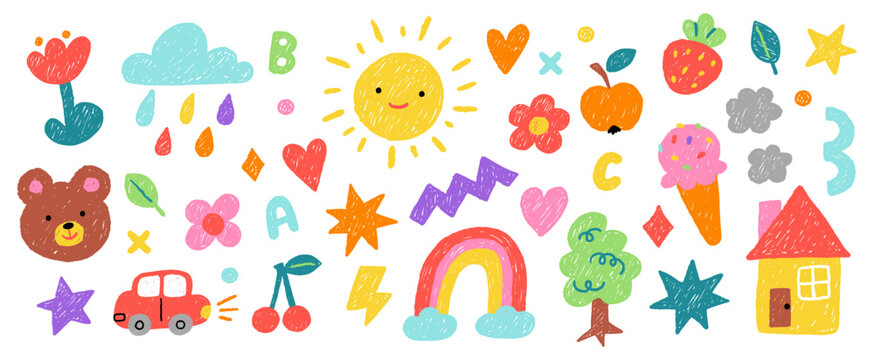 Whimsical Kids Doodles Crayon Texture