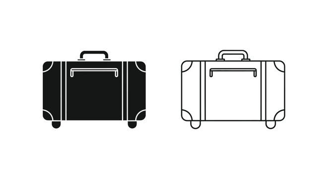 Luggage suitcase travel bag icons Vector