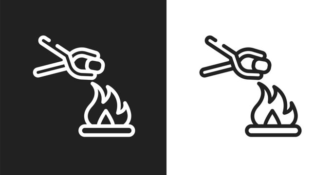 Furnace icon. Linear black, white icon from mining and crafting collection. Outline furnace vector. Thin line symbol isolated on white and black background