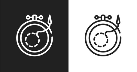 Fototapeta premium Embroidery icon. Linear black, white icon from fashion design collection. Outline embroidery vector. Thin line symbol isolated on white and black background