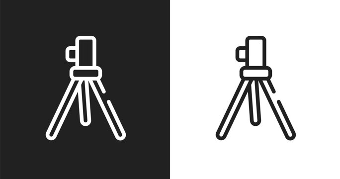 Geodetic icon. Linear black, white icon from construction collection. Outline geodetic vector. Thin line symbol isolated on white and black background