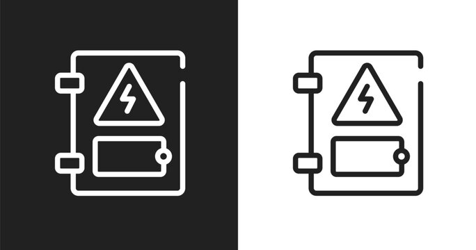 Electrical panel icon. Linear black, white icon from electrician tools collection. Outline electrical panel vector. Thin line symbol isolated on white and black background