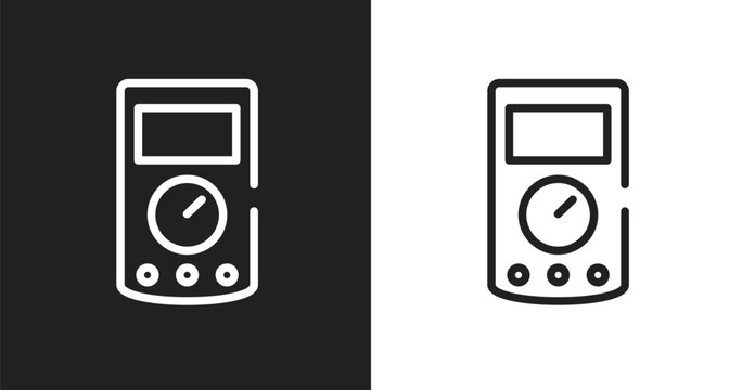 Ammeter icon. Linear black, white icon from electrician tools collection. Outline ammeter vector. Thin line symbol isolated on white and black background