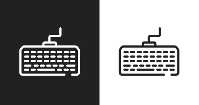 Macintosh keyboard icon. Linear black, white icon from apple devices collection. Outline macintosh keyboard vector. Thin line symbol isolated on white and black background