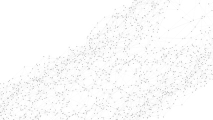 Obraz premium Abstract technology background with dots connected by lines forming a minimalist mesh and plexus shape. Futuristic digital network design for data, science, innovation, and modern web projects.