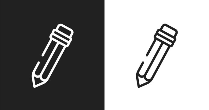 Pencil cursor icon. Linear black, white icon from cursors and pointers collection. Outline pencil cursor vector. Thin line symbol isolated on white and black background