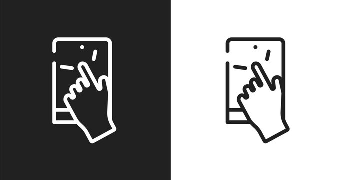 Ipad touch icon. Linear black, white icon from modern screen collection. Outline ipad touch vector. Thin line symbol isolated on white and black background