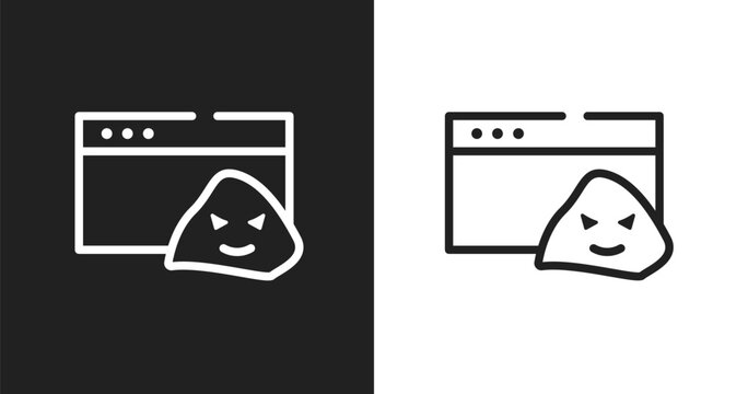 Rootkit icon. Linear black, white icon from cyber crimes collection. Outline rootkit vector. Thin line symbol isolated on white and black background