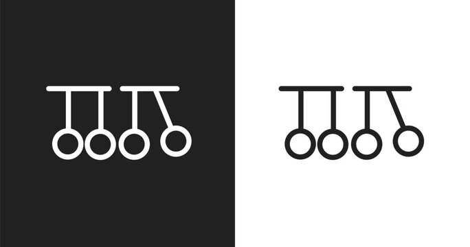 Newton cradle icon. Linear black, white icon from nerd collection. Outline newton cradle vector. Thin line symbol isolated on white and black background