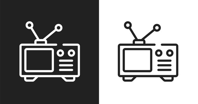 Old tv icon. Linear black, white icon from television collection. Outline old tv vector. Thin line symbol isolated on white and black background