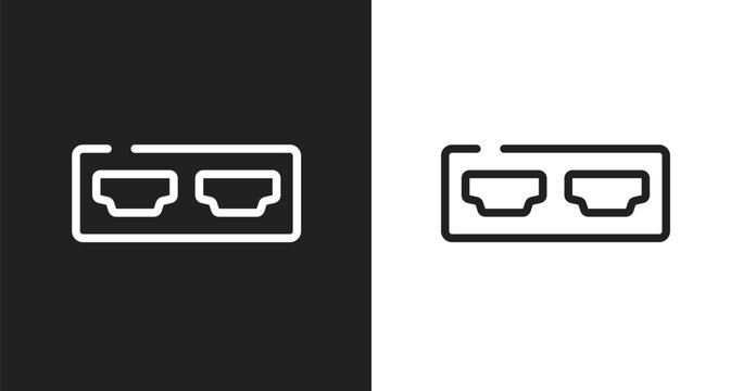 Hdmi port icon. Linear black, white icon from television collection. Outline hdmi port vector. Thin line symbol isolated on white and black background