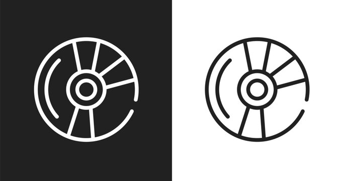 Blu ray icon. Linear black, white icon from computer collection. Outline blu ray vector. Thin line symbol isolated on white and black background