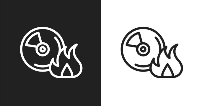 Burn cd icon. Linear black, white icon from it & components collection. Outline burn cd vector. Thin line symbol isolated on white and black background