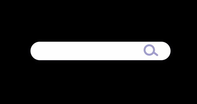 Website Search Bar Results Motion Graphics Animation on Alpha Channel, Black Background.