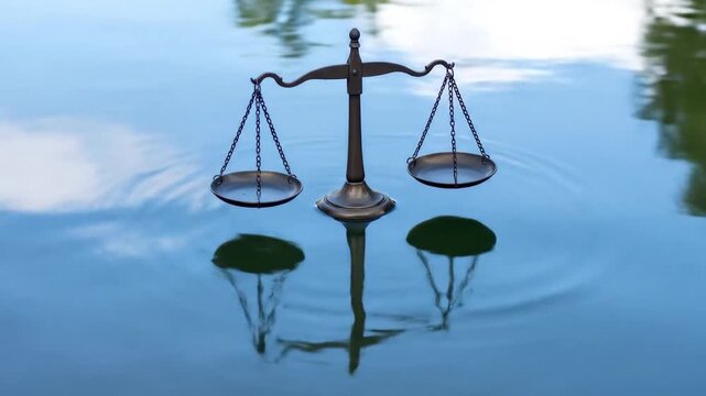 Scales of Justice: Balance and Reflection in Water, Symbol of Law