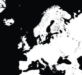Fototapeta premium detailed europe map silhouette vector high contrast black white