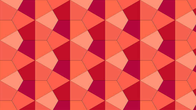 Geometric seamless pattern with red and orange polygons, abstract mosaic background vector, vibrant tessellation texture for textile and web design