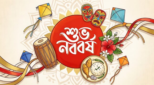 Poila Boishakh Bengali New Year celebration with kites and traditional pohela boishakh