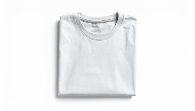 Plain t-shirt neatly folded top view