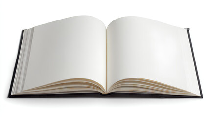 Fototapeta premium Open blank notebook with empty pages for writing or sketching, isolated on white background