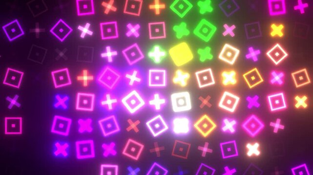 Colorful Shapes Move and Change in an Abstract Background With Bright Lights and Patterns at a Lively Pace