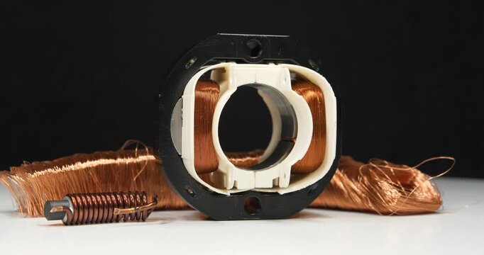 Stator of electric motor with copper coil and another copper windings from appliances
